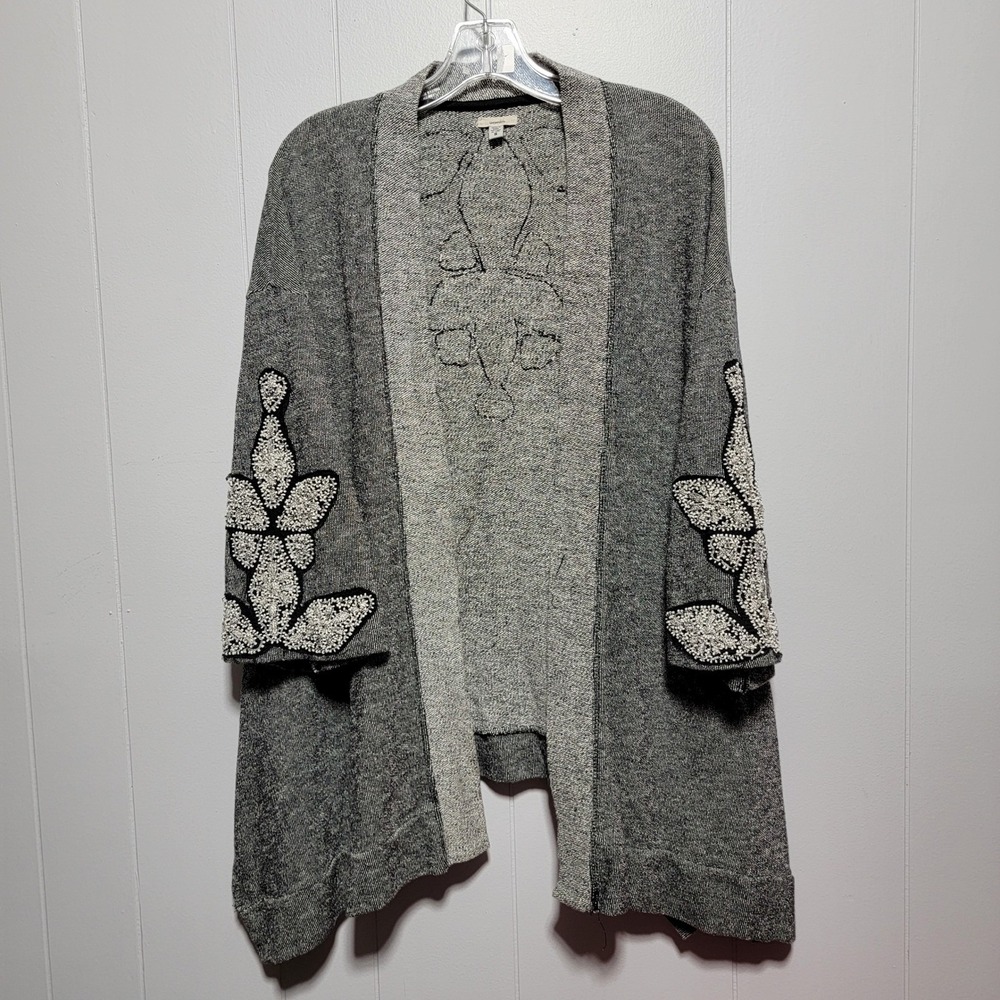 Ecote Gray Embellished‎ Open Front Cardigan Sweater Women's Size S